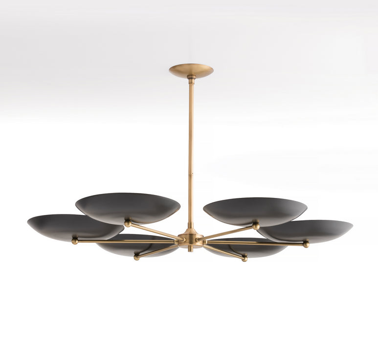 Arteriors 89047 Six Light Chandelier, Antique Brass