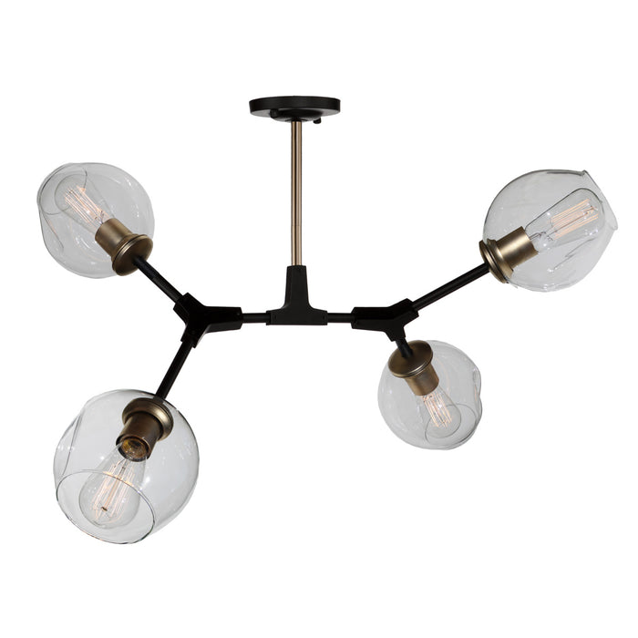 Artcraft JA14024VB Four Light Semi Flush Mount, Vintage Brass