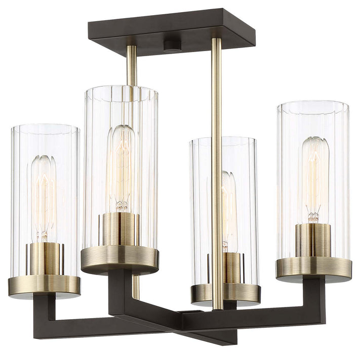 Minka-Lavery 3049-560 Four Light Semi Flush Mount, Aged Kinston Bronze W/Brushed
