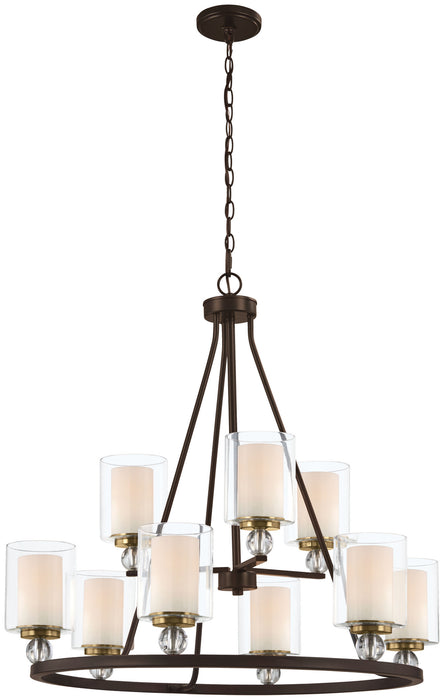 Minka-Lavery 3079-416 Nine Light Chandelier, Painted Bronze W/Natural Brush
