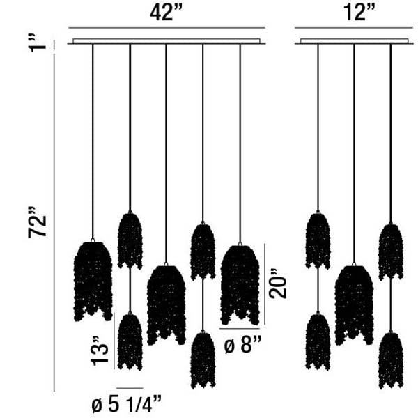 Eurofase 31618-014 Ten Light Chandelier, Chrome