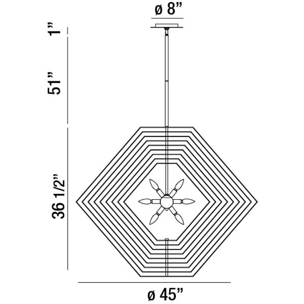 Eurofase 31888-011 Ten Light Chandelier, Chrome
