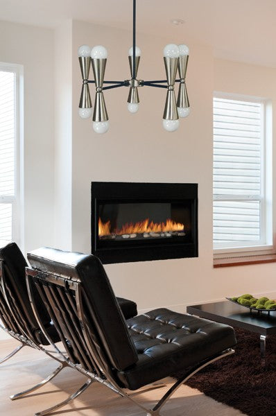 Framburg 3035 BN/MBLACK Ten Light Chandelier, Brushed Nickel with Matte Black Accents