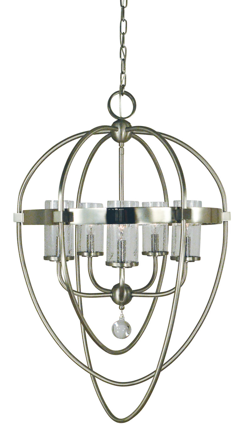 Framburg 3045 BN/PN Five Light Foyer Chandelier, Brushed Nickel w/Polished Nickel