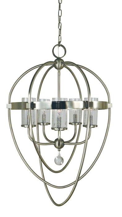 Framburg 3045 BN/PN Five Light Foyer Chandelier, Brushed Nickel w/Polished Nickel