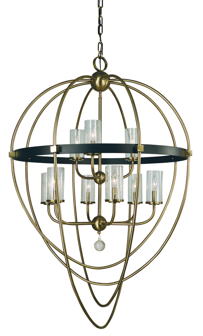 Framburg 3049 AB/MBLACK Nine Light Foyer Chandelier, Antique Brass w/Matte Black