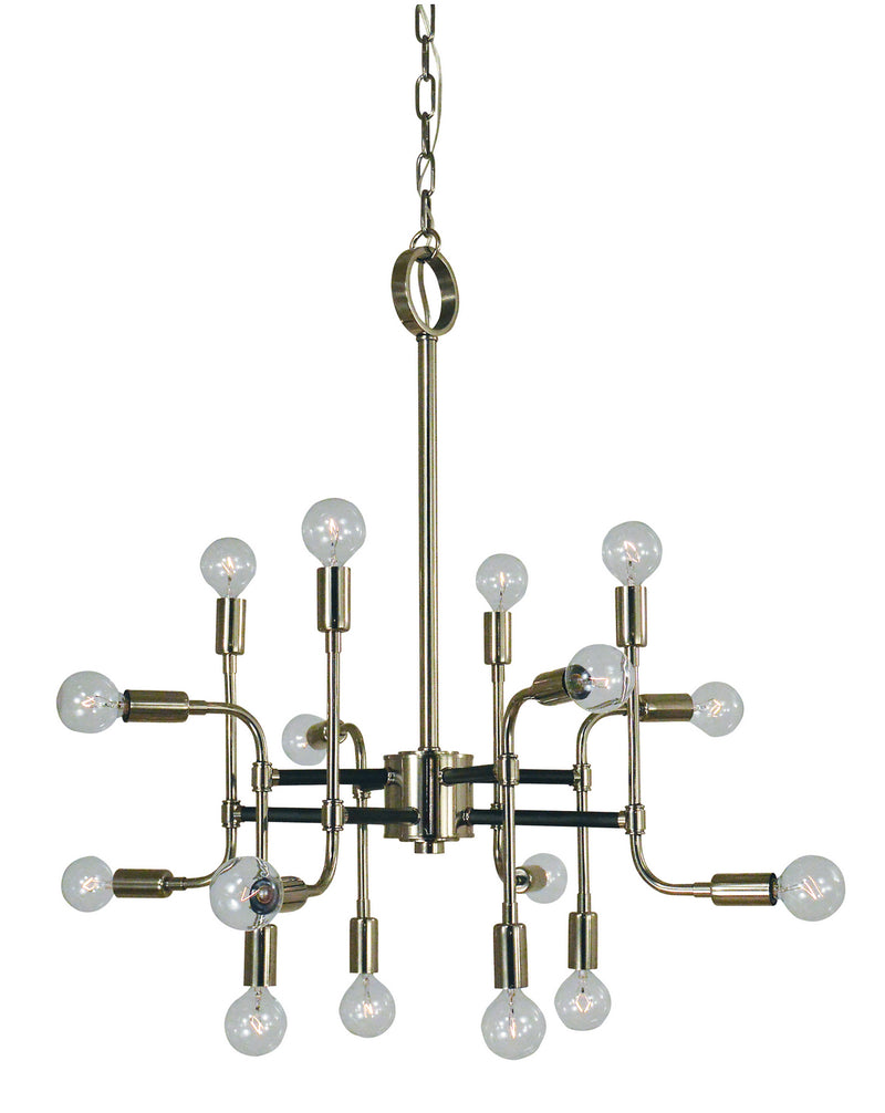 Framburg 3056 PN/MBLACK 16 Light Chandelier, Polished Nickel w/Matte Black