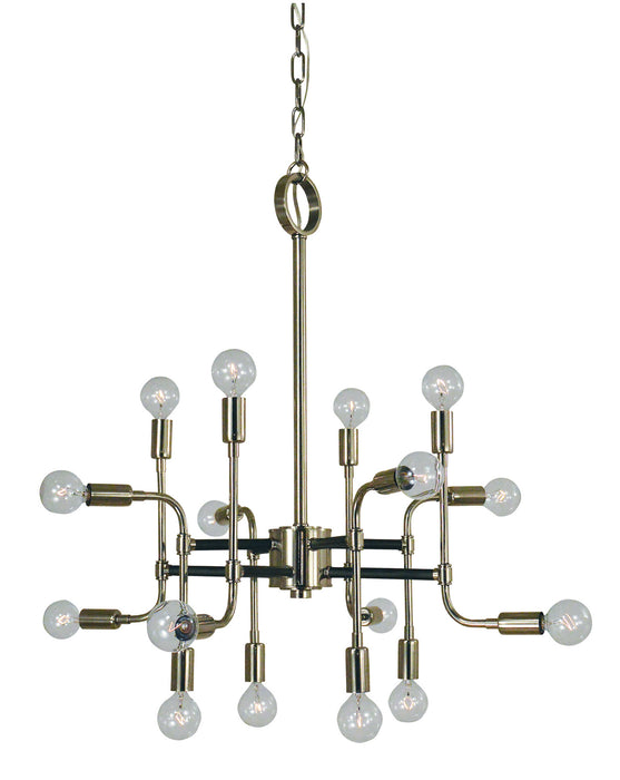 Framburg 3056 PN/MBLACK 16 Light Chandelier, Polished Nickel w/Matte Black
