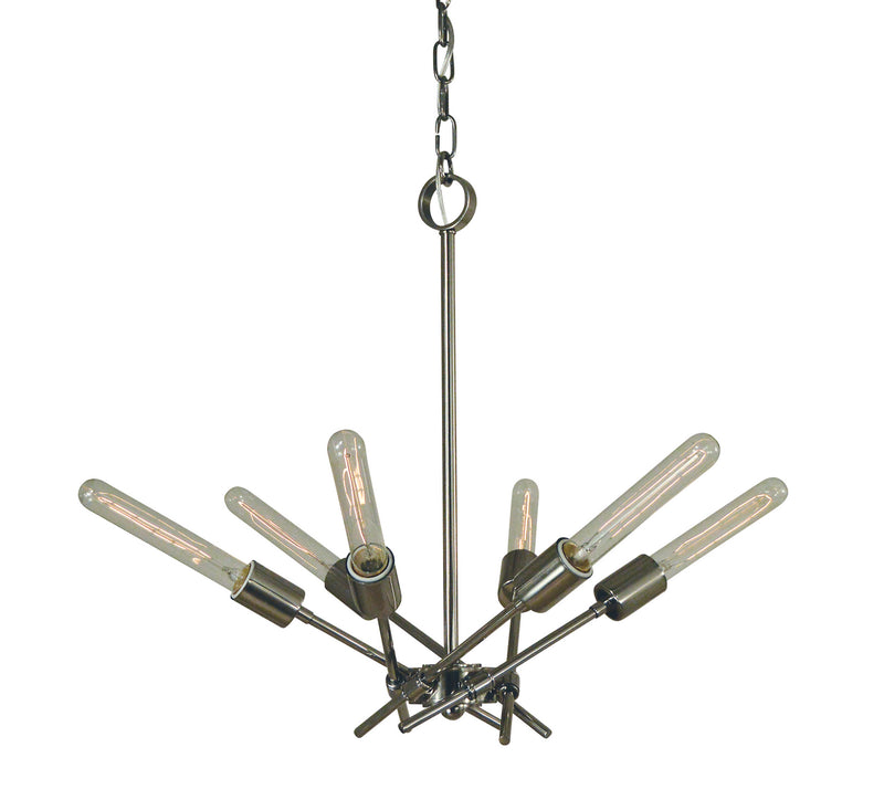 Framburg 3076 PN Six Light Chandelier, Polished Nickel