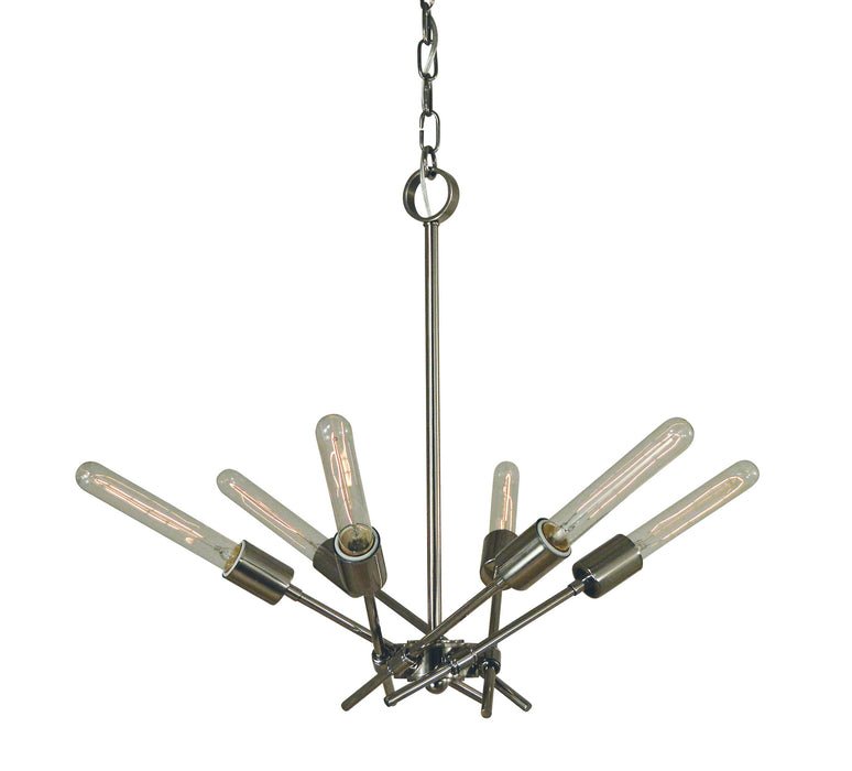 Framburg 3076 PN Six Light Chandelier, Polished Nickel