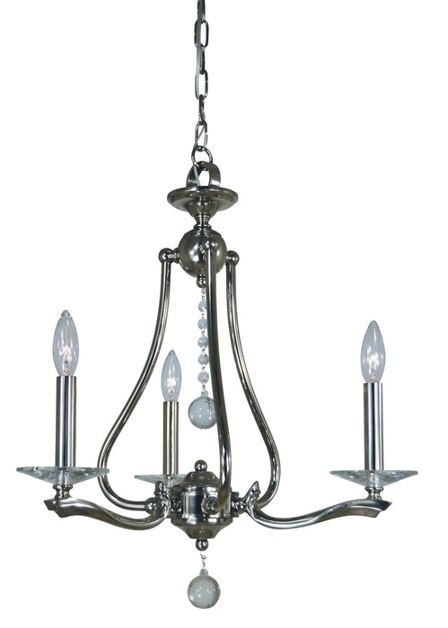 Framburg 3093 PN Three Light Chandelier, Polished Nickel
