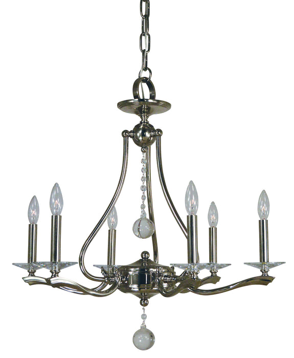 Framburg 3096 PN Six Light Chandelier, Polished Nickel