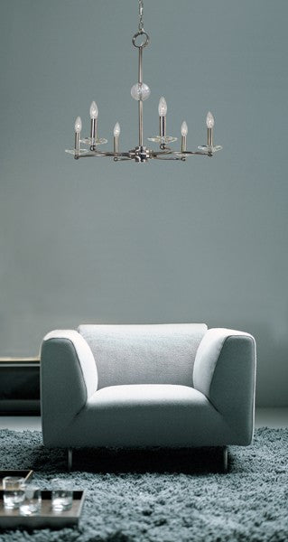 Framburg 3106 PN Six Light Chandelier, Polished Nickel