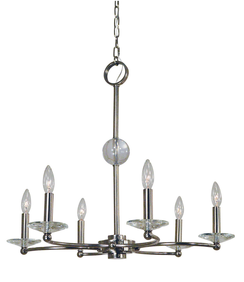 Framburg 3106 PN Six Light Chandelier, Polished Nickel