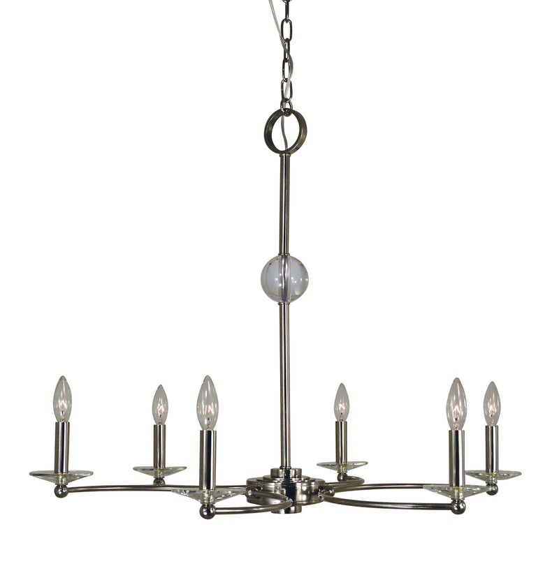 Framburg 3108 PN Six Light Chandelier, Polished Nickel