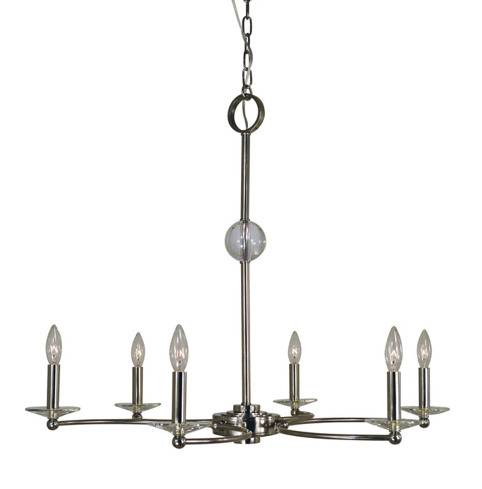 Framburg 3108 PN Six Light Chandelier, Polished Nickel