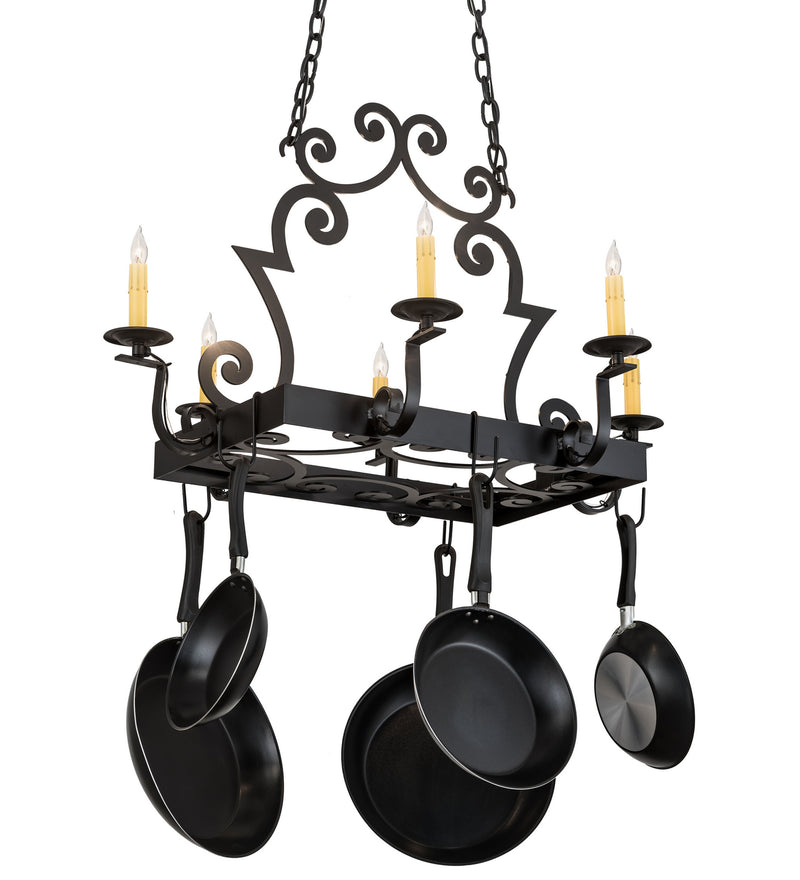Meyda Tiffany 121242 Six Light Pot Rack, Blackwash
