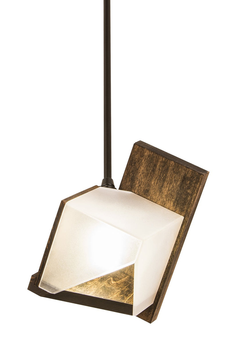 Meyda Tiffany 166454 One Light Mini Pendant, Black Metal,Natural Wood