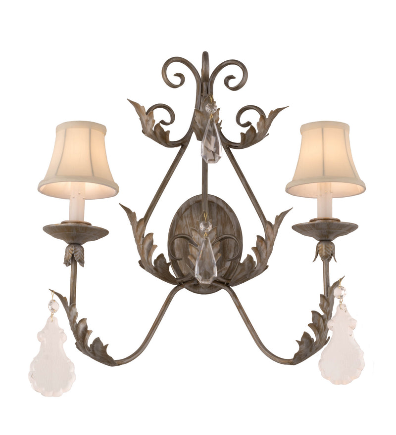 Meyda Tiffany 167679 Two Light Wall Sconce, Antique Silver