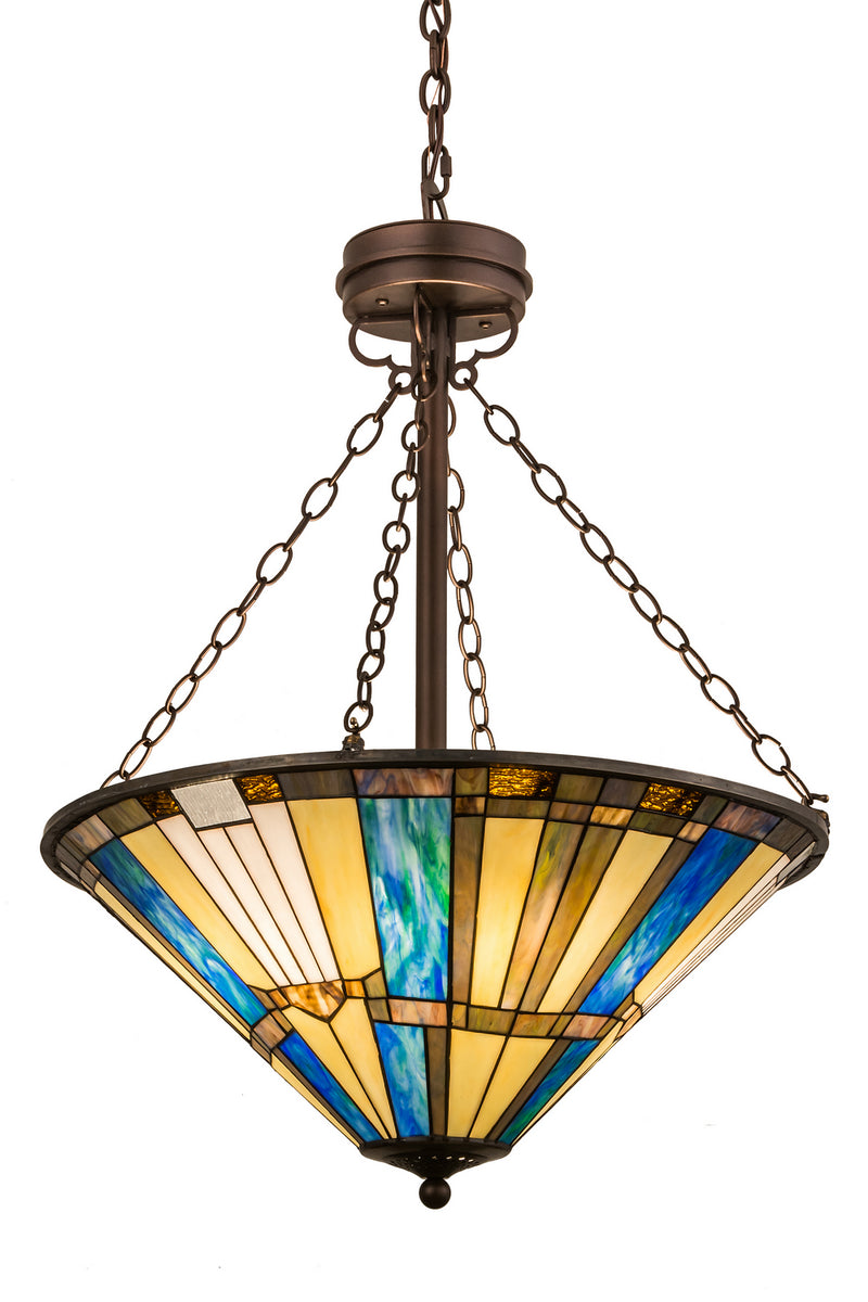 Meyda Tiffany 173735 Four Light Inverted Pendant, Mahogany Bronze