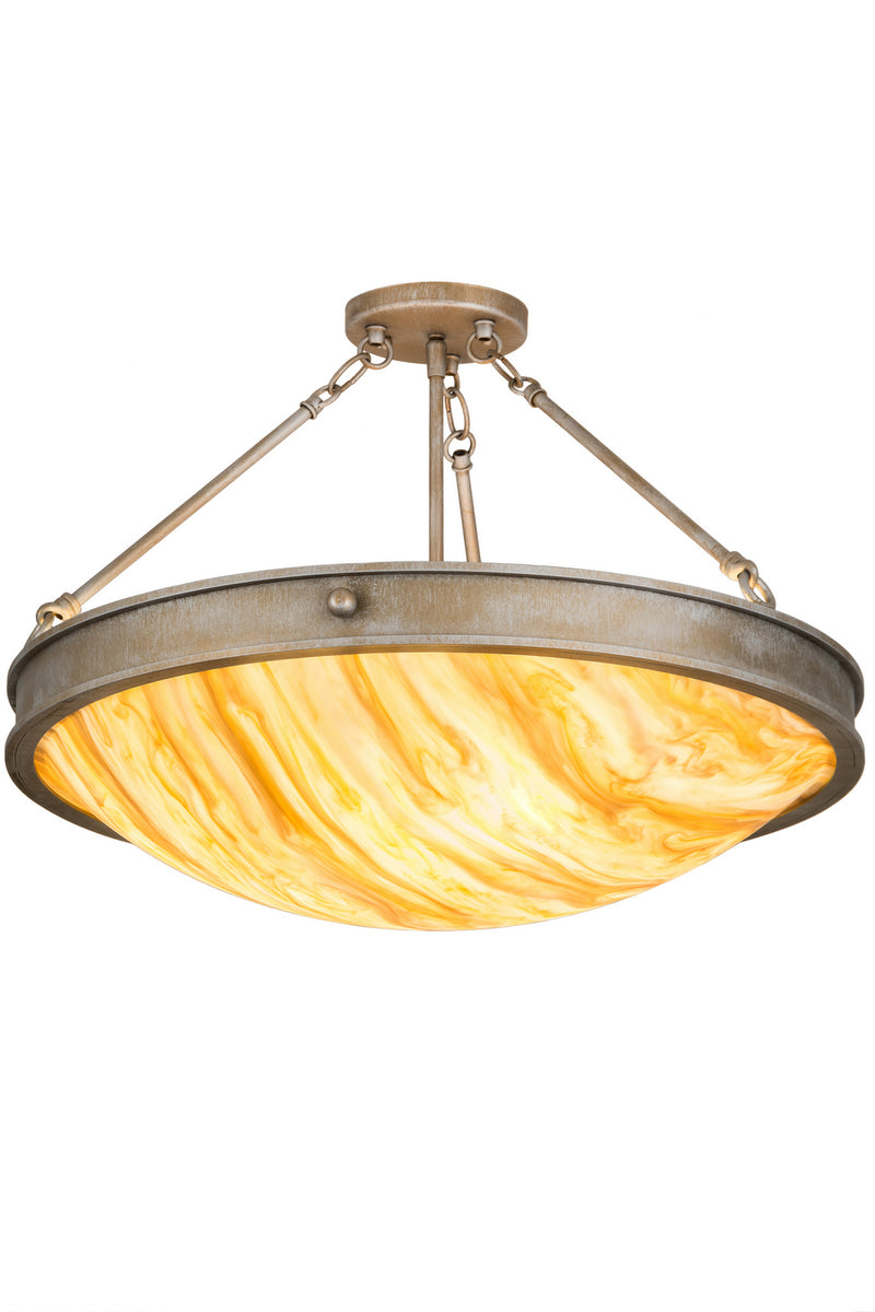 Meyda Tiffany 178221 Three Light Semi-Flushmount, Antique Silver