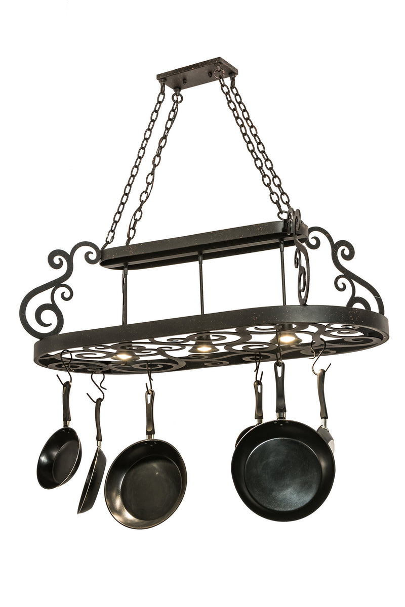 Meyda Tiffany 180668 Three Light Pot Rack, Euro Cafe