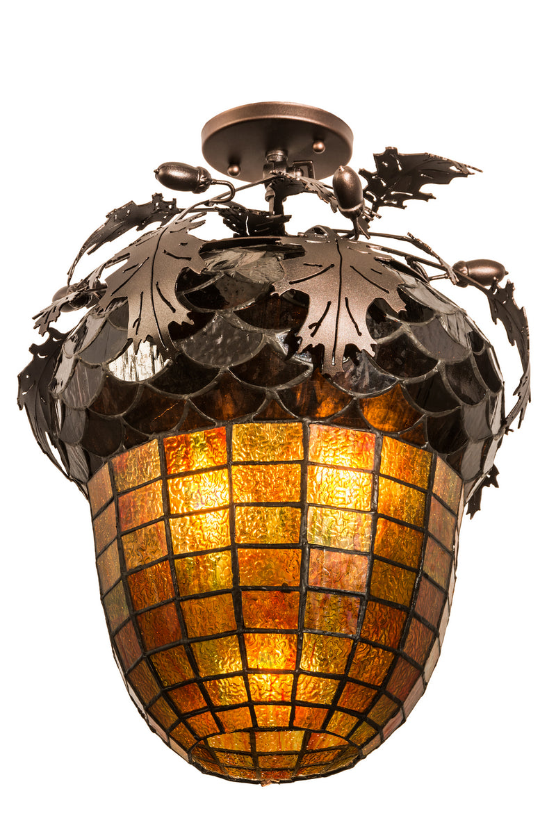 Meyda Tiffany 181660 Three Light Flushmount, Mahogany Bronze