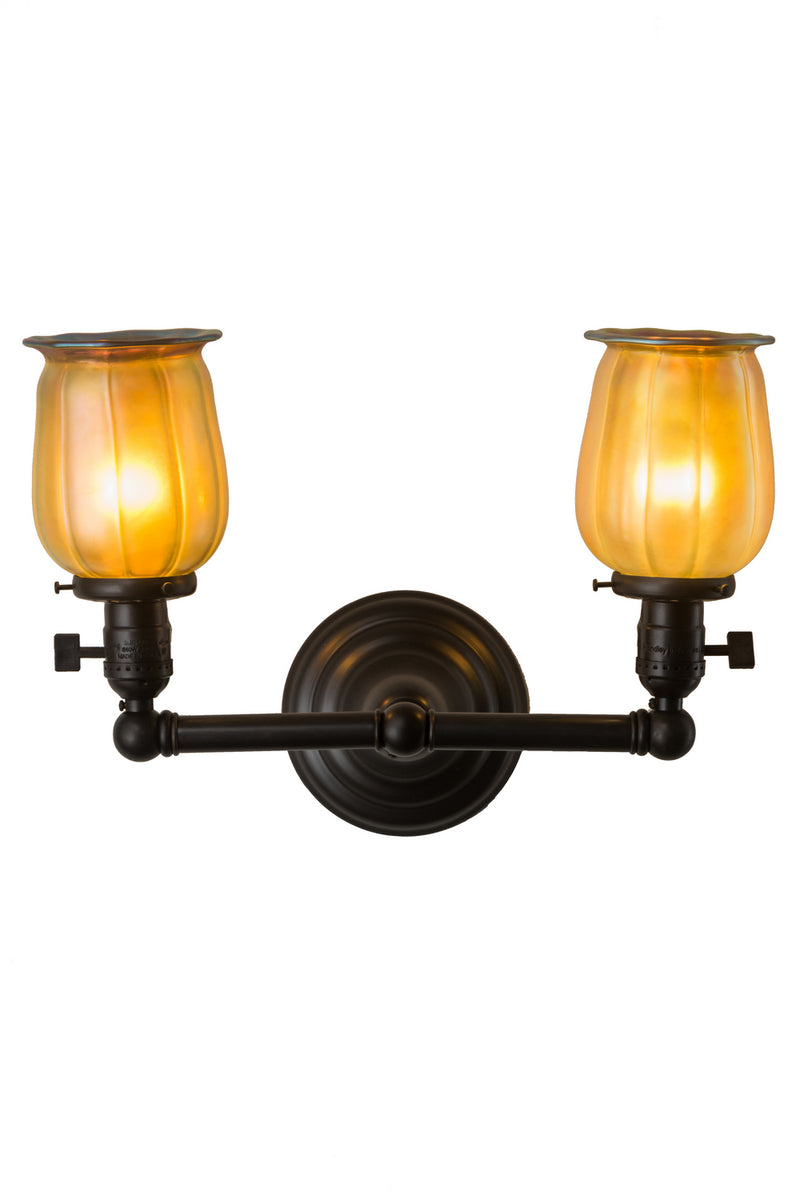 Meyda Tiffany 184766 Two Light Wall Sconce, Craftsman Brown