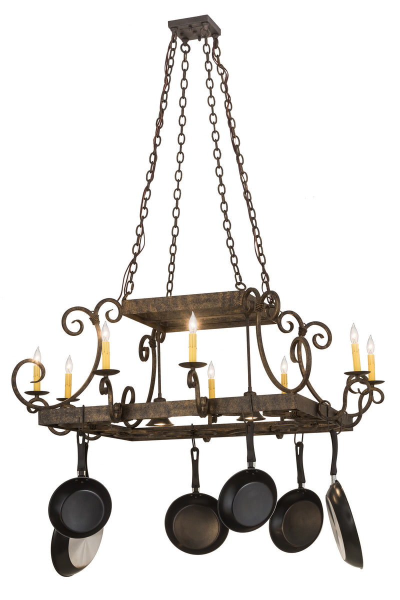 Meyda Tiffany 185650 Ten Light Pot Rack, Golden Bronze
