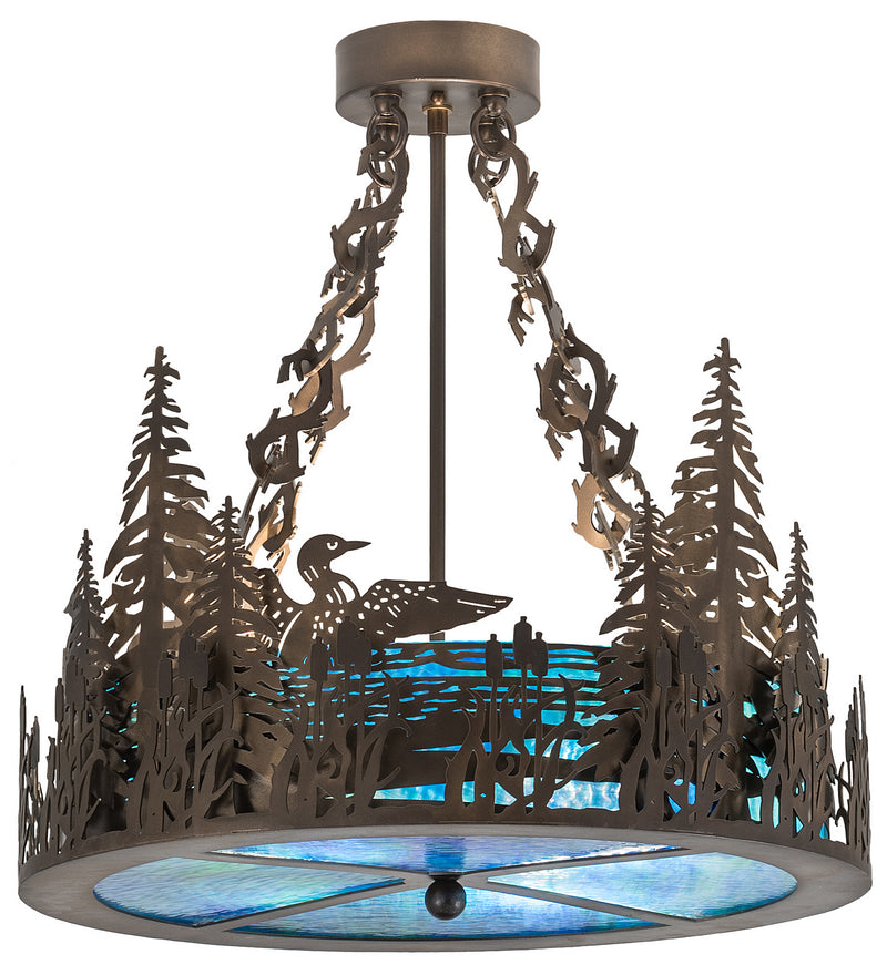 Meyda Tiffany 185846 Four Light Semi-Flushmount, Antique Copper