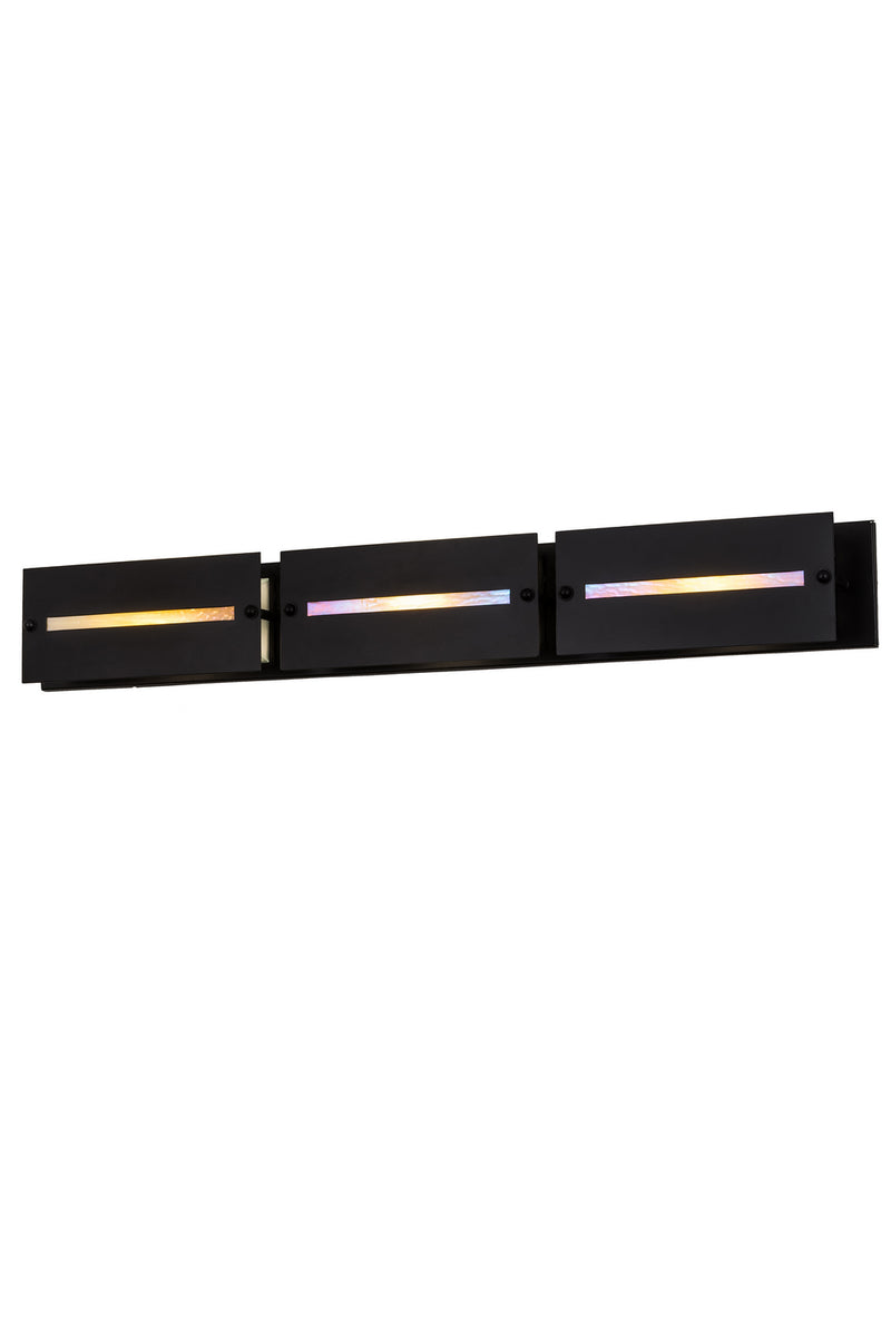 Meyda Tiffany 186656 Three Light Wall Sconce, Black Metal
