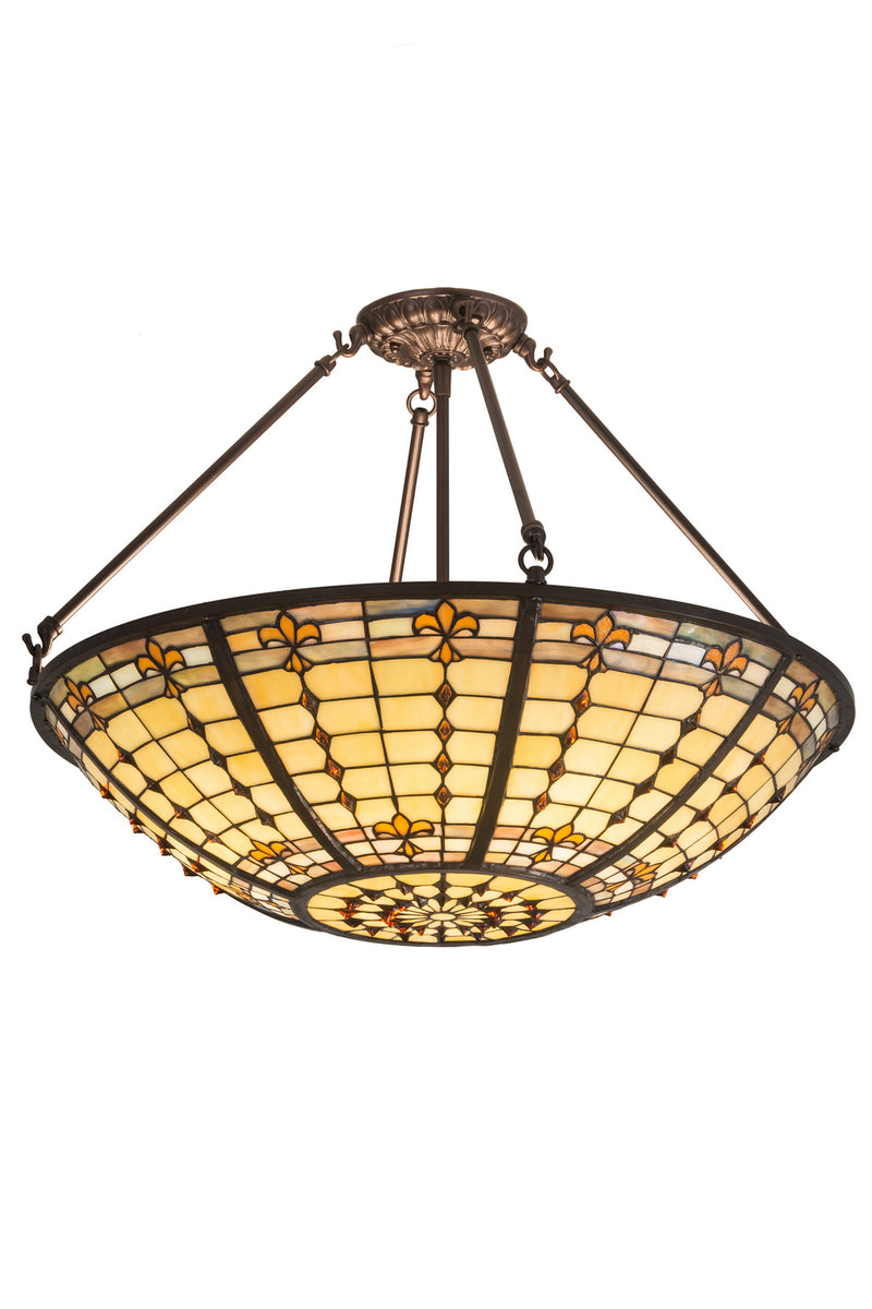 Meyda Tiffany 187967 Three Light Semi-Flushmount, Mahogany Bronze
