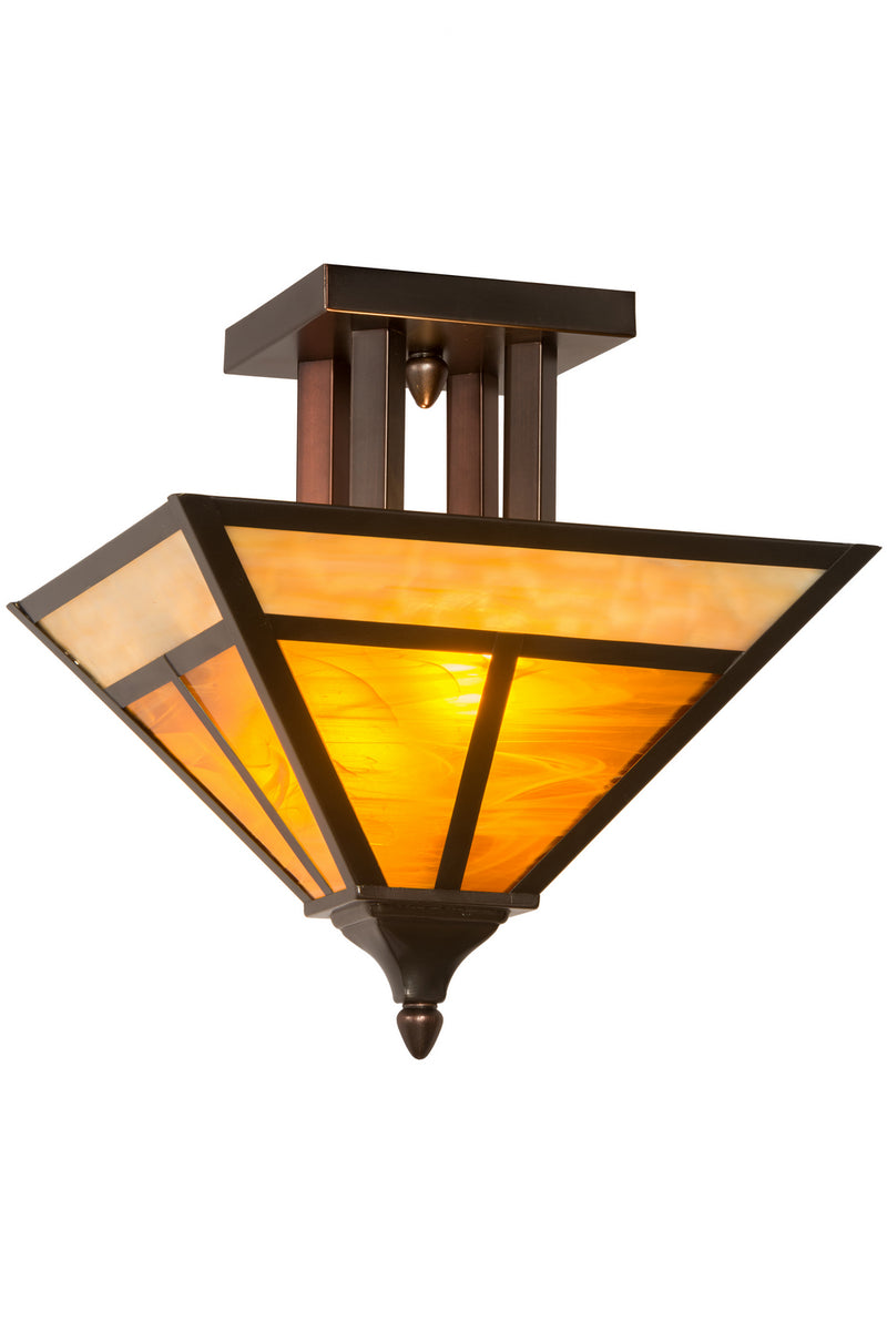 Meyda Tiffany 188106 Two Light Flushmount, Craftsman Brown,Mahogany Bronze