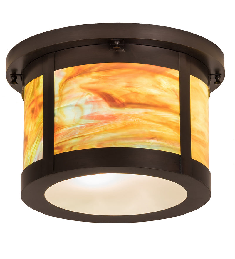 Meyda Tiffany 188135 Two Light Flushmount, Craftsman Brown
