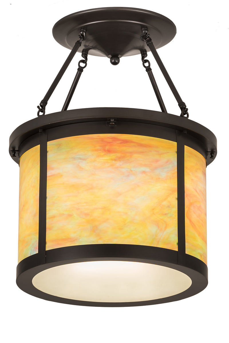 Meyda Tiffany 188137 Four Light Semi-Flushmount, Craftsman Brown