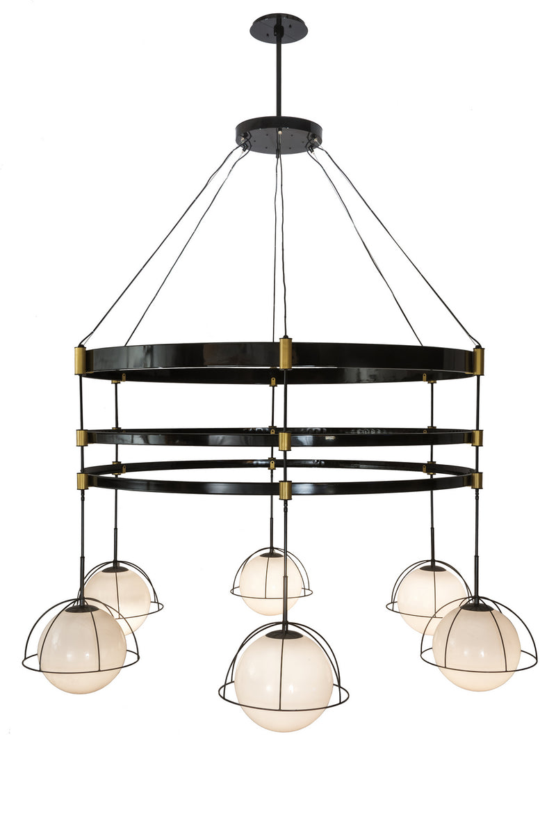 Meyda Tiffany 188206 Six Light Chandelier, Mirror Black/Goldtastic