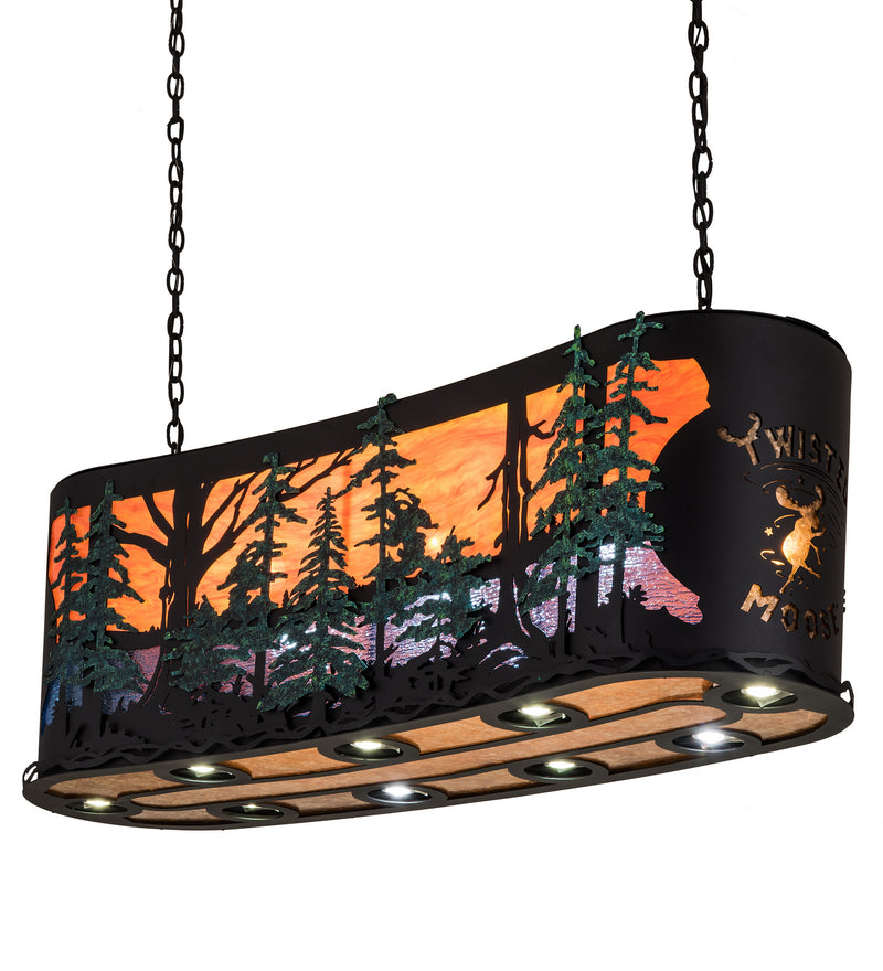 Meyda Tiffany 188290 12 Light Pendant, Textured Black/Green Trees