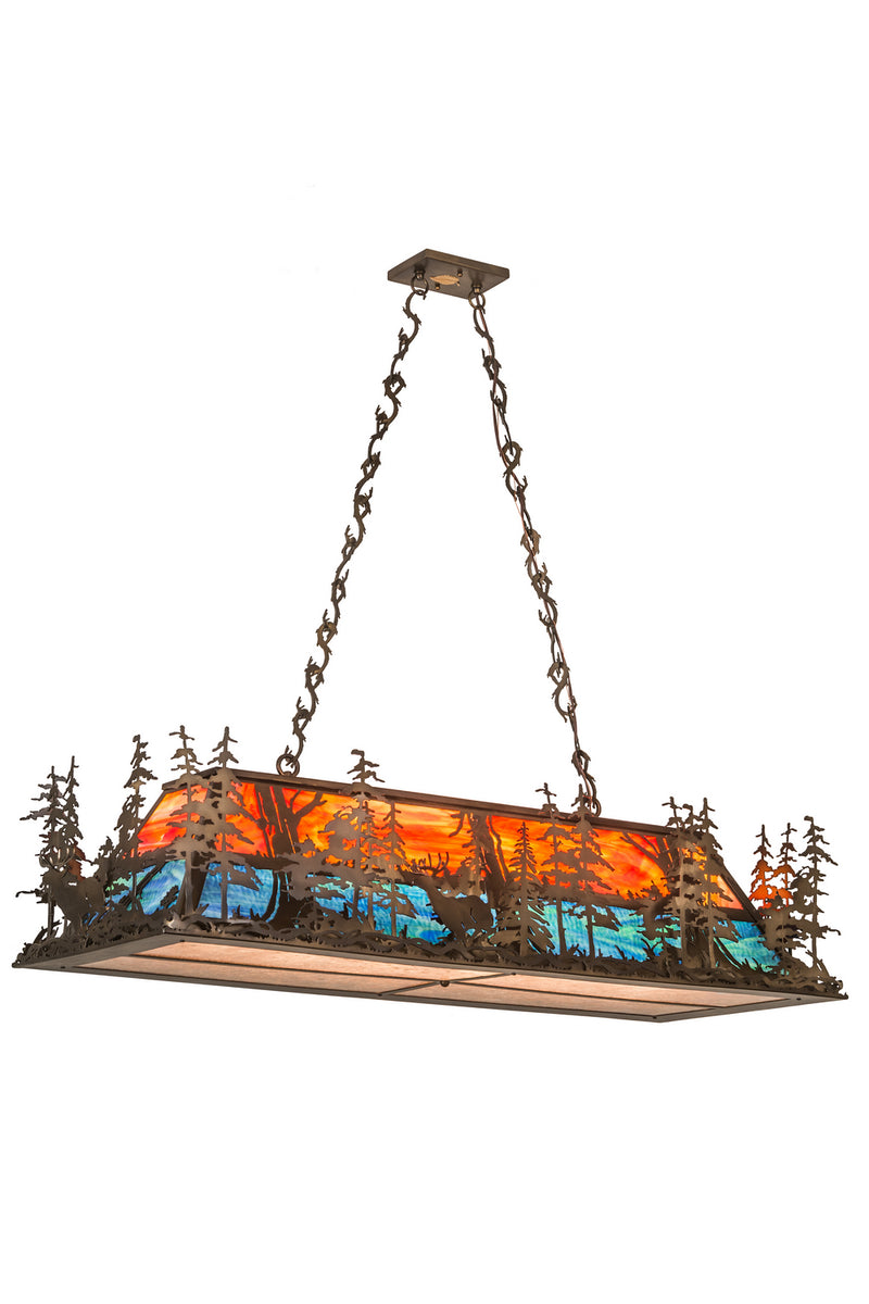 Meyda Tiffany 188361 Six Light Oblong Pendant, Antique Copper