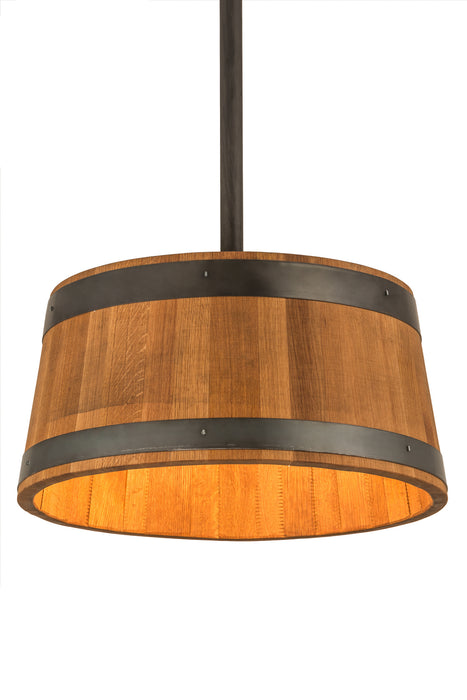 Meyda Tiffany 188647 Three Light Pendant, Black Metal,Natural Wood