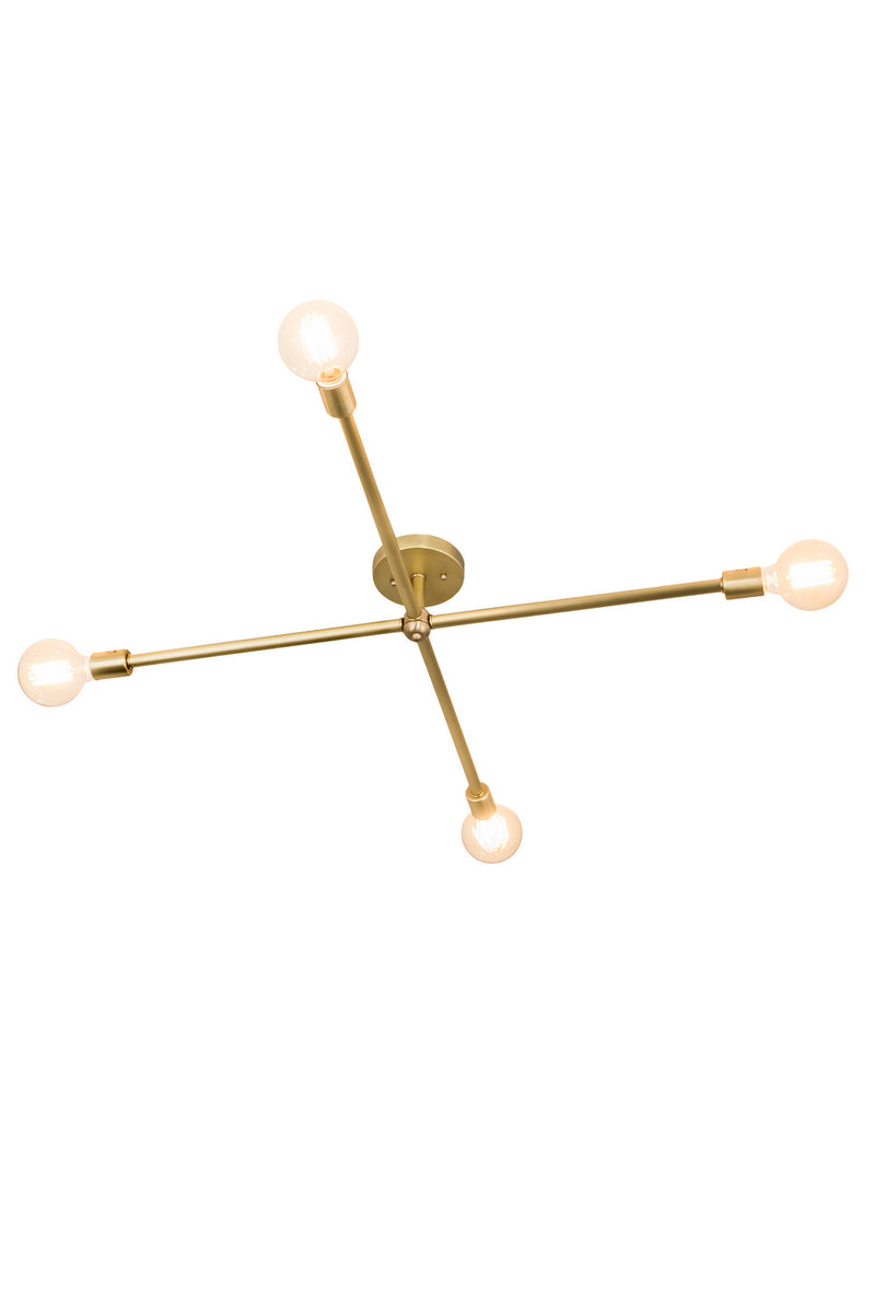 Meyda Tiffany 189039 Four Light Flushmount, Brushed Brass
