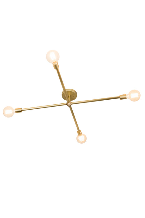 Meyda Tiffany 189039 Four Light Flushmount, Brushed Brass