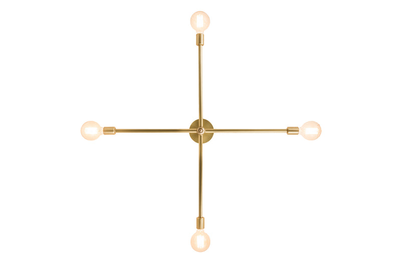 Meyda Tiffany 189039 Four Light Flushmount, Brushed Brass