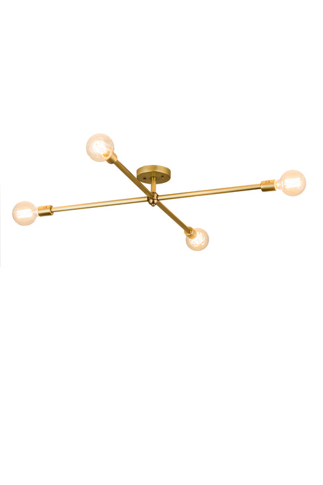 Meyda Tiffany 189039 Four Light Flushmount, Brushed Brass