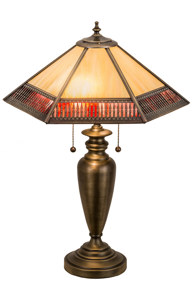Meyda Tiffany 189158 Two Light Table Lamp, Antique Brass