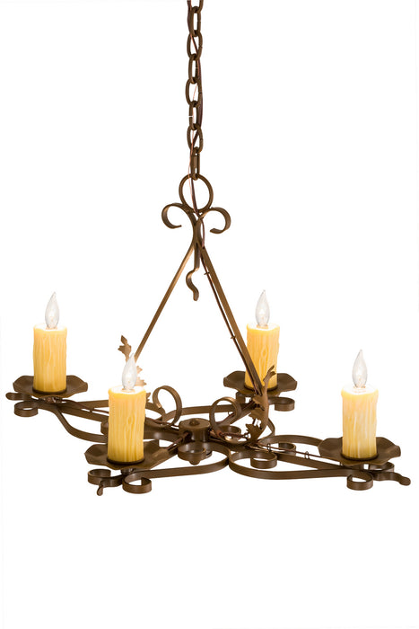 Meyda Tiffany 189728 Four Light Chandelier, Rustic Iron