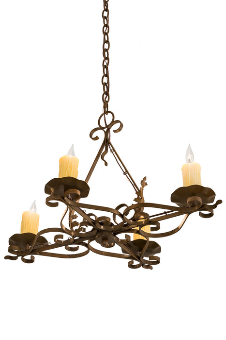 Meyda Tiffany 189728 Four Light Chandelier, Rustic Iron