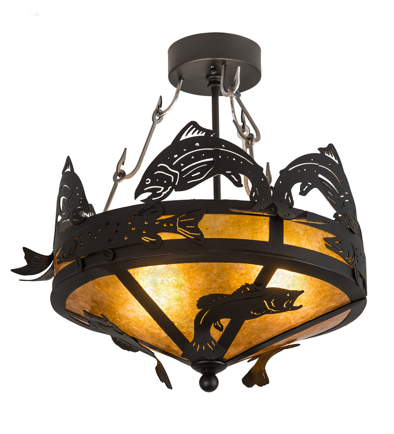 Meyda Tiffany 189731 Two Light Flushmount, Textured Black