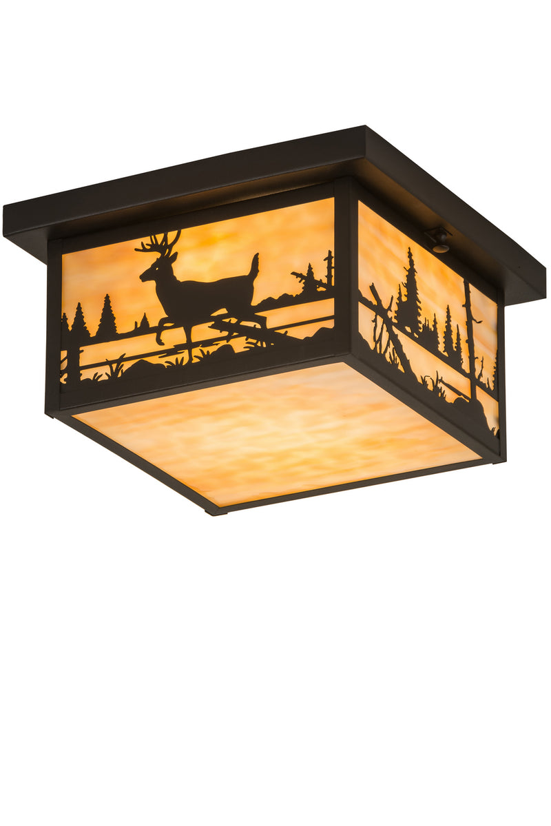 Meyda Tiffany 190005 Two Light Flushmount, Textured Black