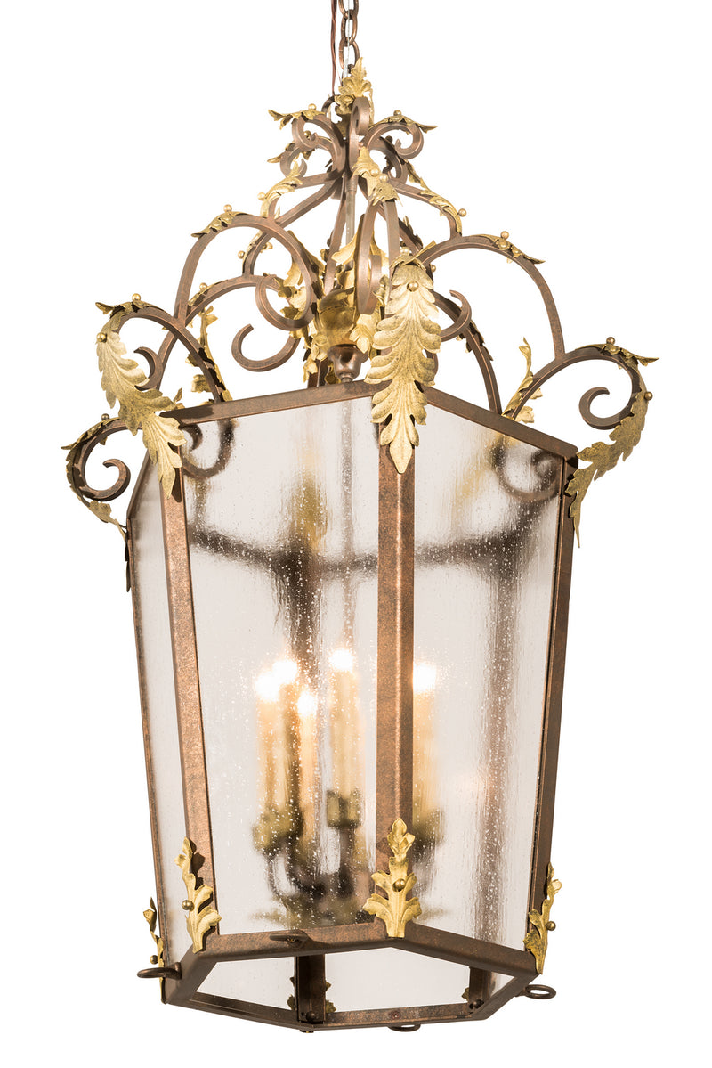 Meyda Tiffany 194644 Eight Light Pendant, Light Tobacco & Antique Gold