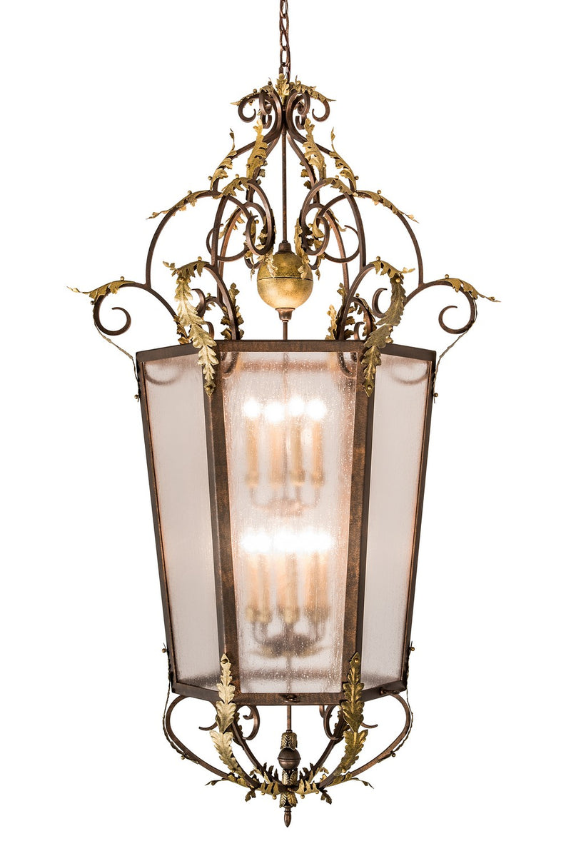 Meyda Tiffany 194627 12 Light Pendant, Light Tobacco/Antique Gold